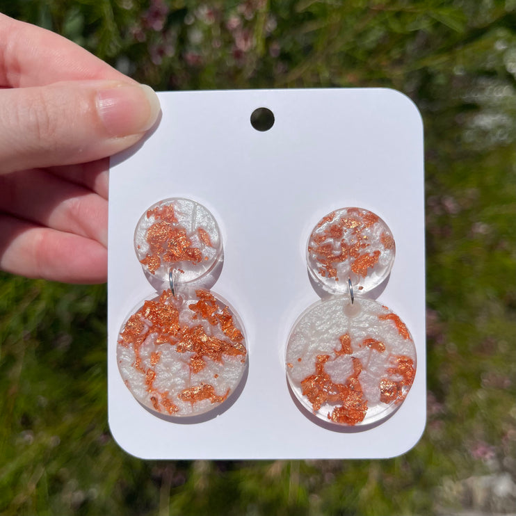 Copper and White Circle Earrings