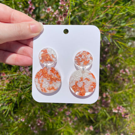 Copper and White Circle Earrings