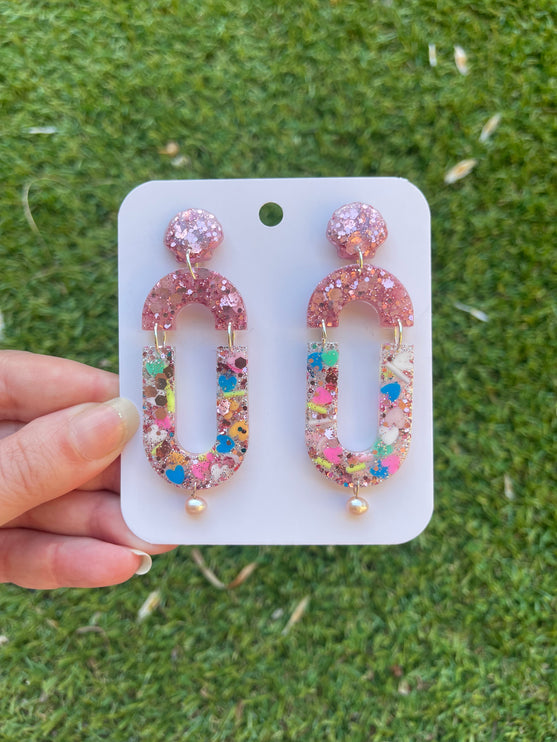 Confetti and Pearl Glitter Earrings