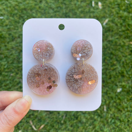 Circles Glitter Earrings- Pinks and Purple