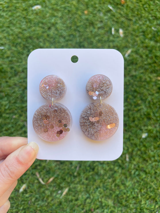 Circles Glitter Earrings- Pinks and Purple