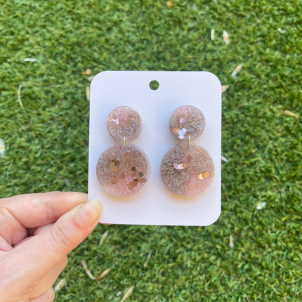 Circles Glitter Earrings- Pinks and Purple