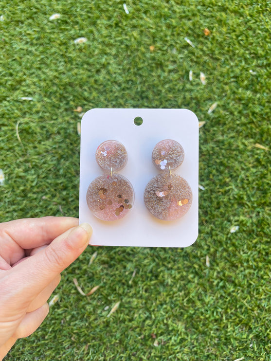 Circles Glitter Earrings- Pinks and Purple