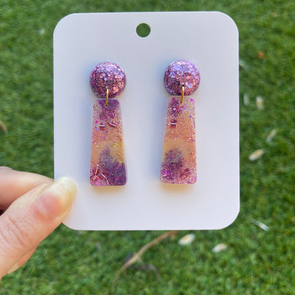Ombre Dangle Glitter Earrings- Sunset
