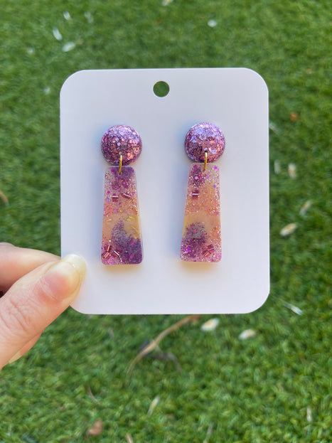 Ombre Dangle Glitter Earrings- Sunset