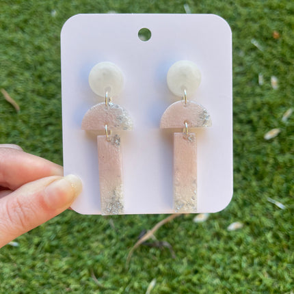 Chandelier Glitter Earrings- Pink, Silver and White