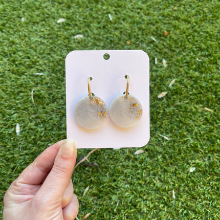 Circle Hoops Glitter Earrings- White, grey and gold