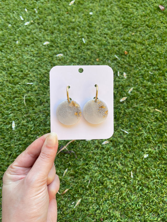 Circle Hoops Glitter Earrings- White, grey and gold