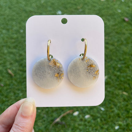 Circle Hoops Glitter Earrings- White, grey and gold