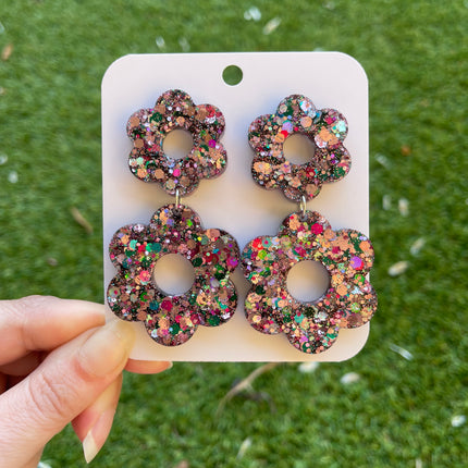 Daisy Glitter Earrings- Spring Garden