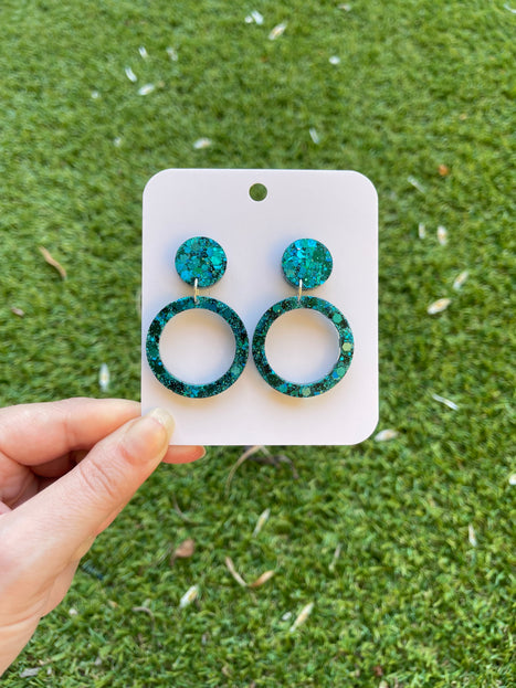 Glitter Earrings- Emerald