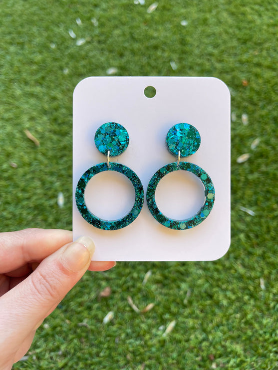 Glitter Earrings- Emerald