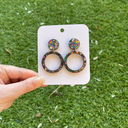 Glitter Earrings- Midnight Fireworks