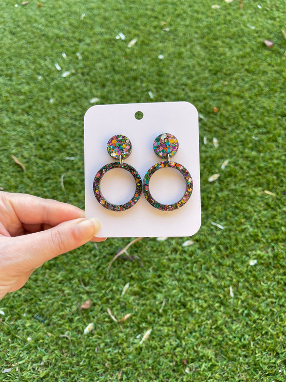 Glitter Earrings- Midnight Fireworks