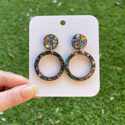 Glitter Earrings- Midnight Fireworks