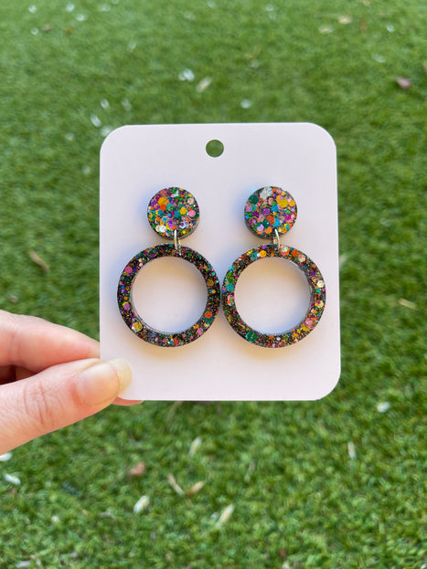 Glitter Earrings- Midnight Fireworks