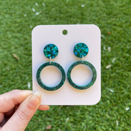 Glitter Earrings- Emerald Matte