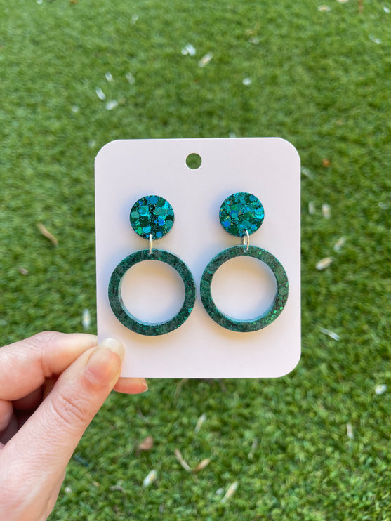 Glitter Earrings- Emerald Matte