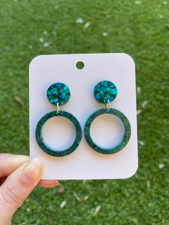 Glitter Earrings- Emerald Matte