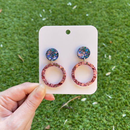 Glitter Earrings- Pink and Blue