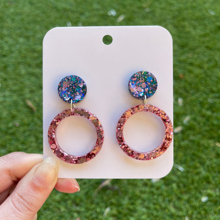 Glitter Earrings- Pink and Blue
