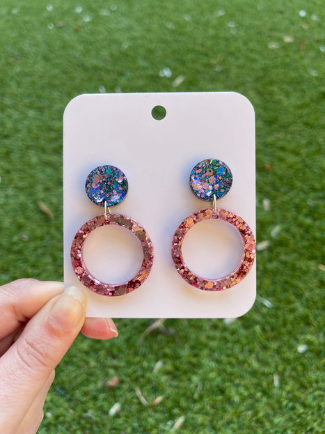 Glitter Earrings- Pink and Blue