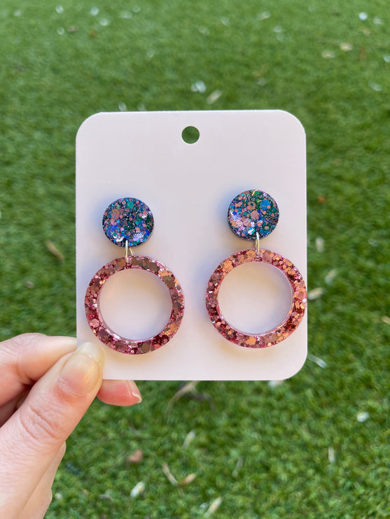 Glitter Earrings- Pink and Blue