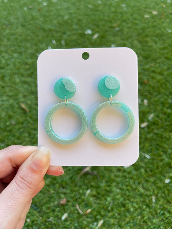 Glitter Earrings- Mint