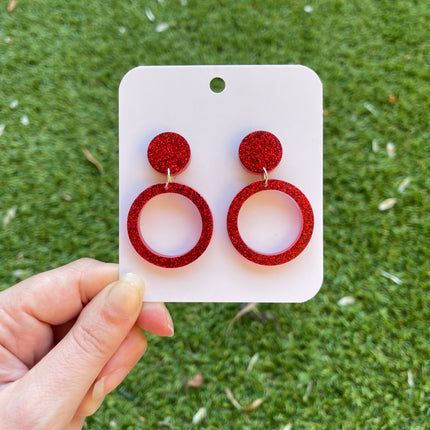 Glitter Earrings- Red