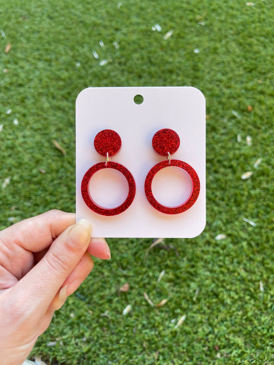 Glitter Earrings- Red