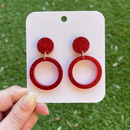 Glitter Earrings- Red