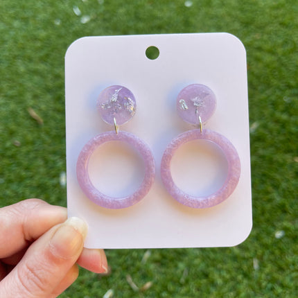 Glitter Earrings- Purple and Silver