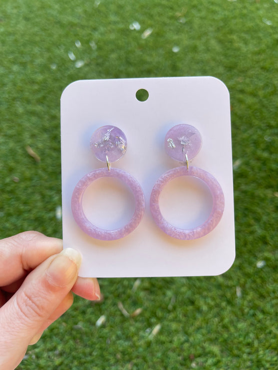 Glitter Earrings- Purple and Silver