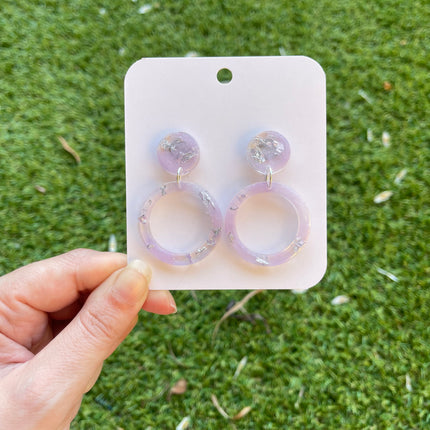 Glitter Earrings- Purple and Silver