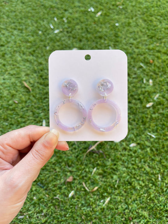 Glitter Earrings- Purple and Silver