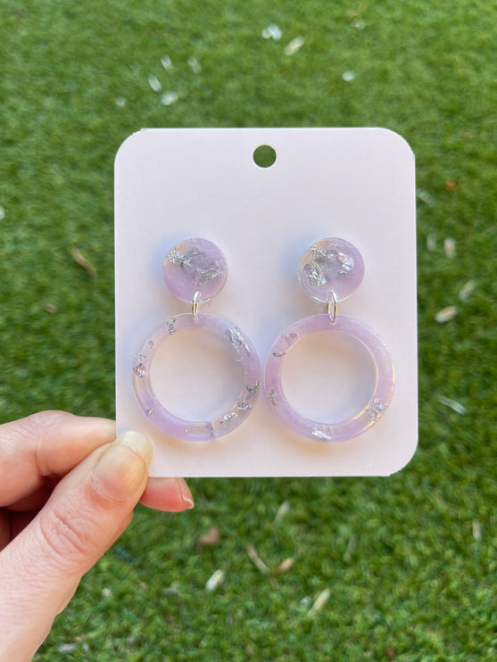 Glitter Earrings- Purple and Silver