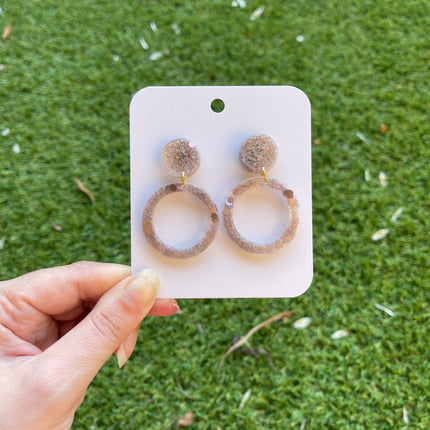 Glitter Earrings- Mauve and Gold