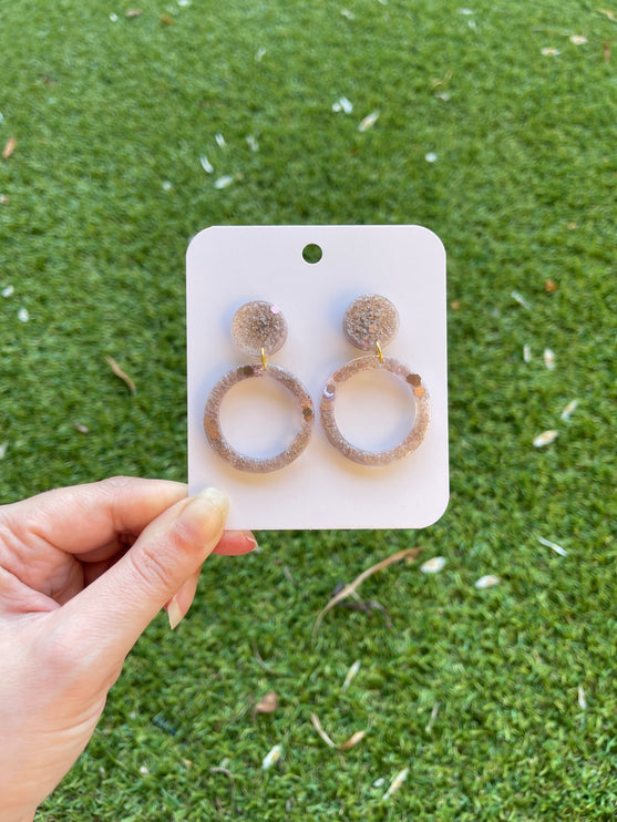 Glitter Earrings- Mauve and Gold