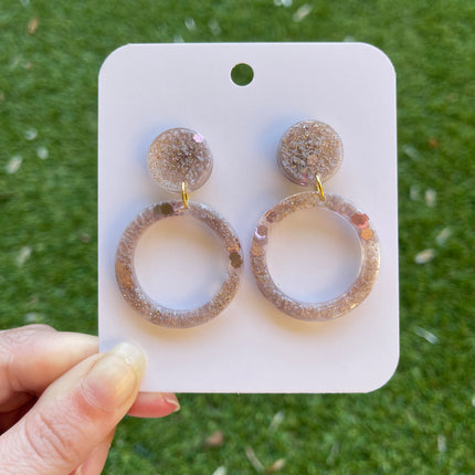 Glitter Earrings- Mauve and Gold