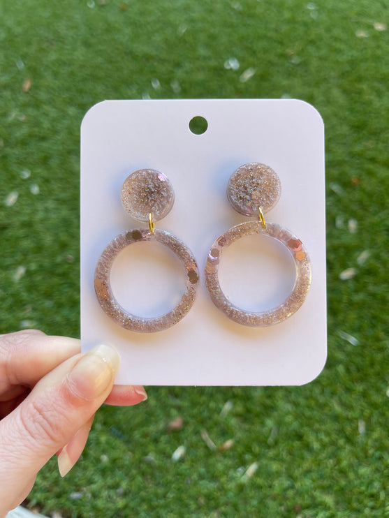 Glitter Earrings- Mauve and Gold