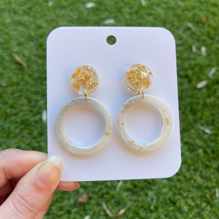 Glitter Earrings- White, grey and gold