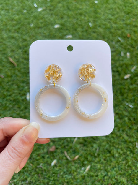 Glitter Earrings- White, grey and gold