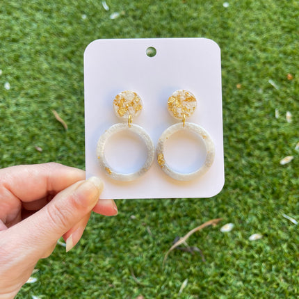 Glitter Earrings- White, grey and gold