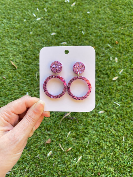 Glitter Earrings- Pink and Bubblegum