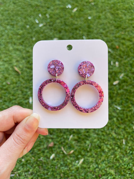 Glitter Earrings- Pink and Bubblegum