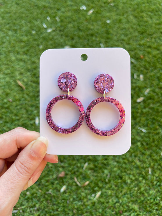 Glitter Earrings- Pink and Bubblegum
