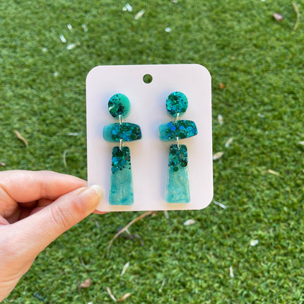Emerald Ombre Pebble Glitter Earrings