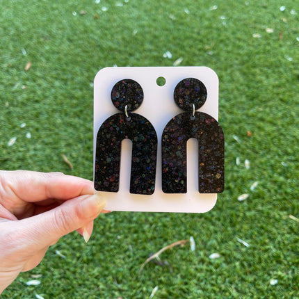 Arch Glitter Earrings- Black