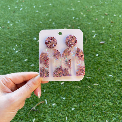 Arch Glitter Earrings- Pink and White
