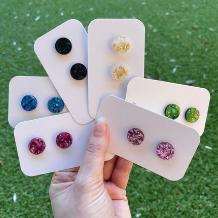 Circle 1.5cm Glitter Earring Studs